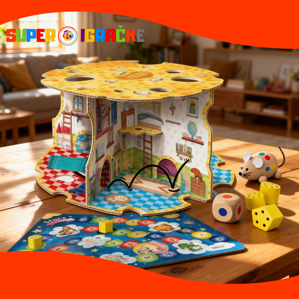 Montesori bebi set - Miševa drvena kućica