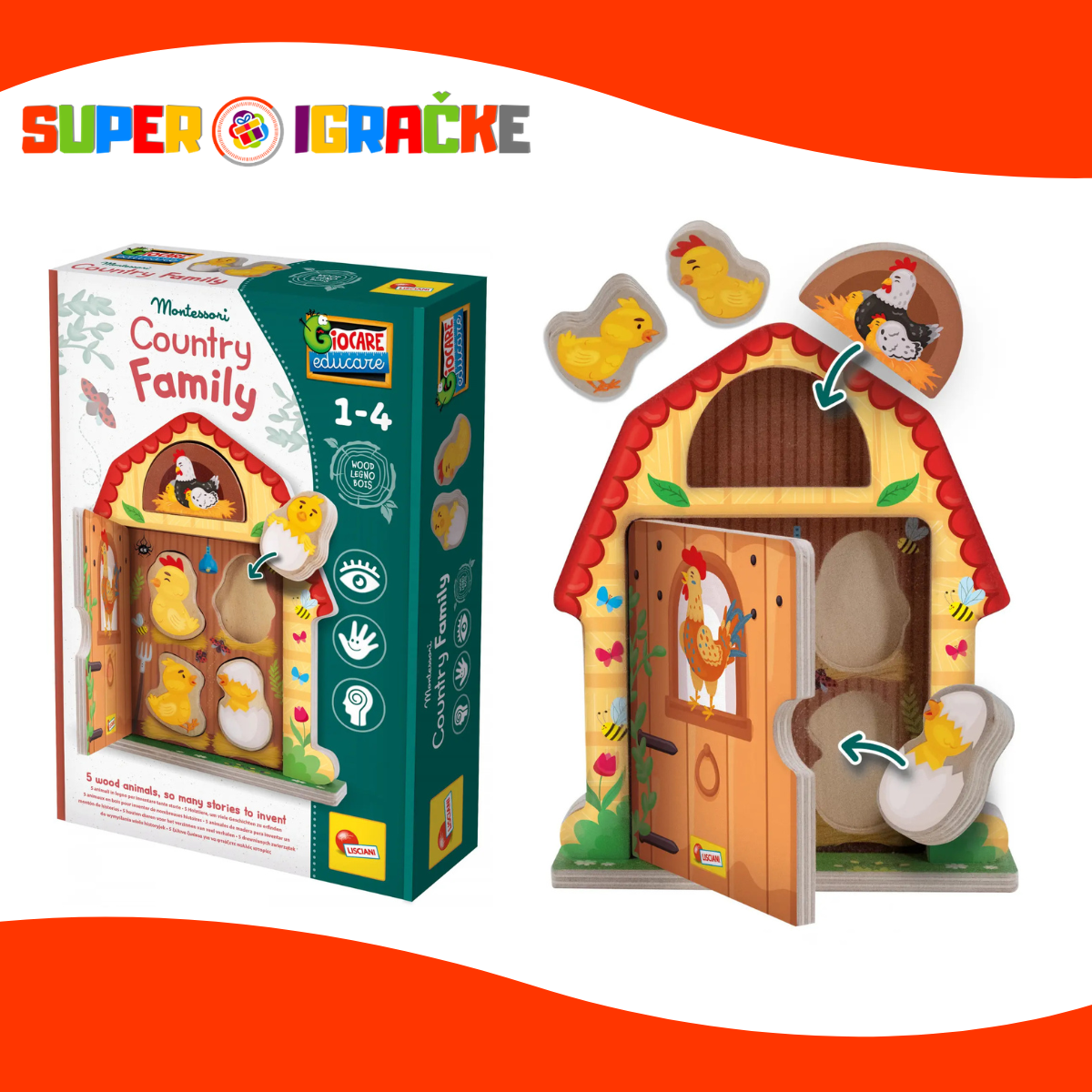 Montesori drvena kućica farma porodica