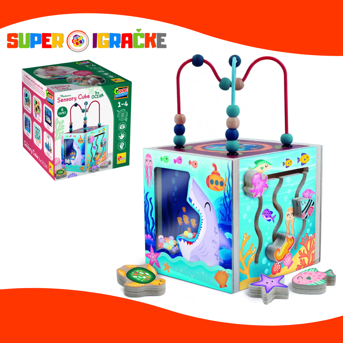 Montesori sensory drvena kocka Okean