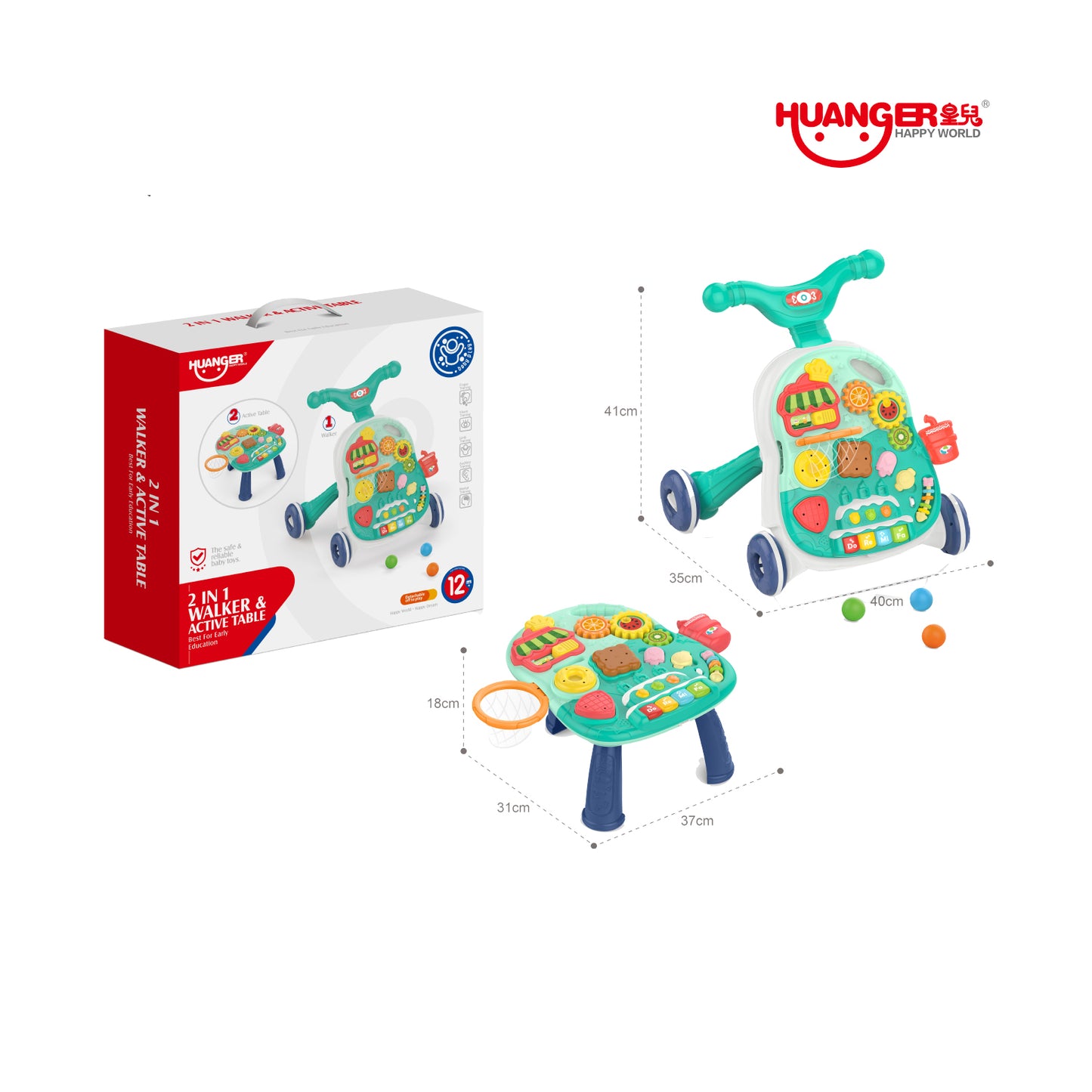 Multifunkcionalna guralica i stočić za bebe zelena