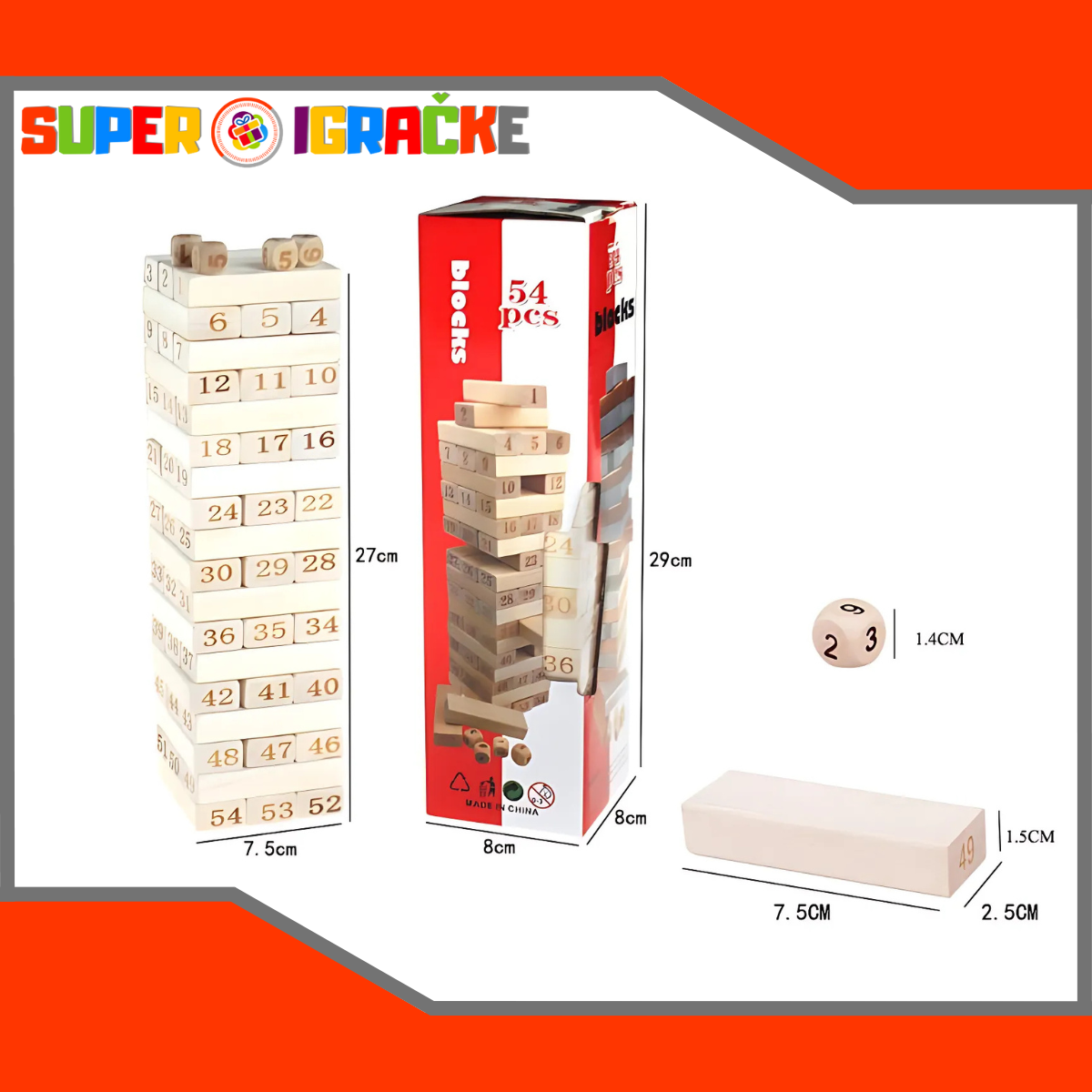 Drvena igra jenga kocke