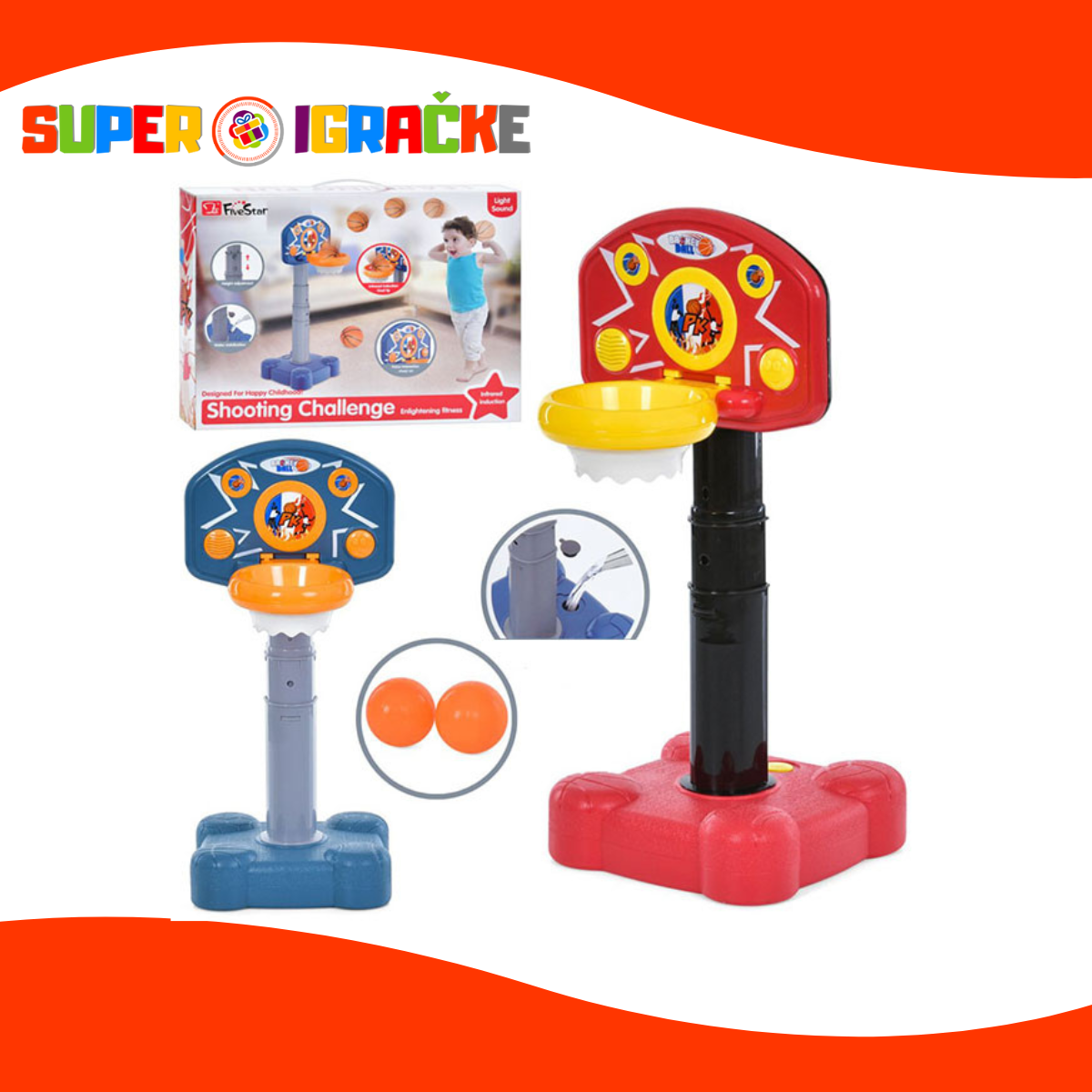 Plastični koš sa podesibom visinom 62cm