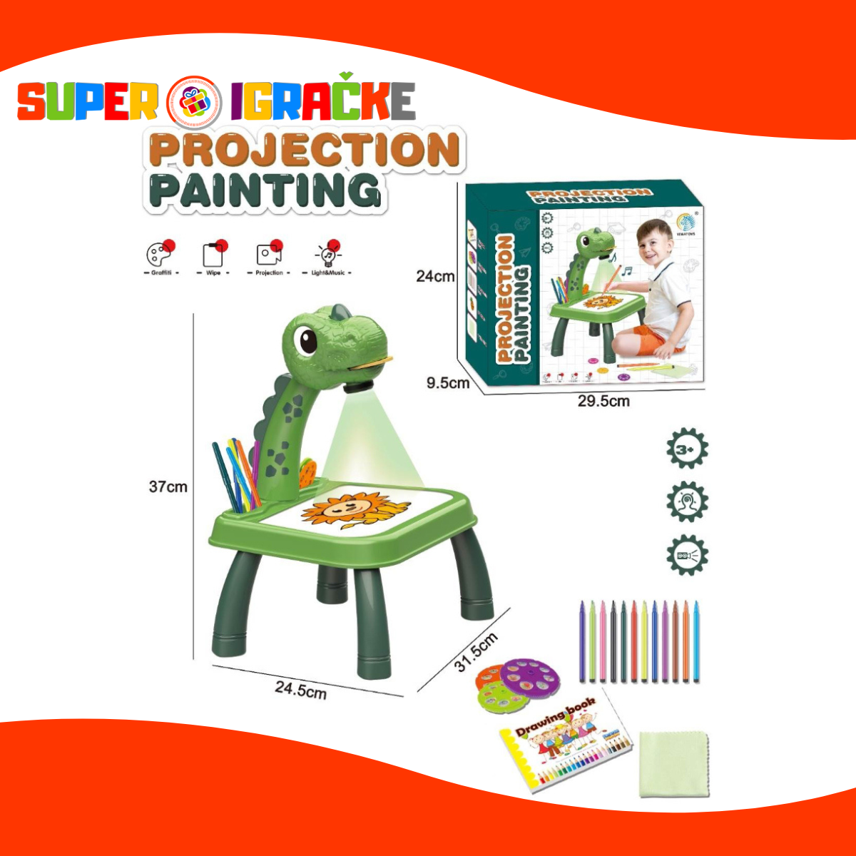 Plastični sto projektor za crtanje zeleni