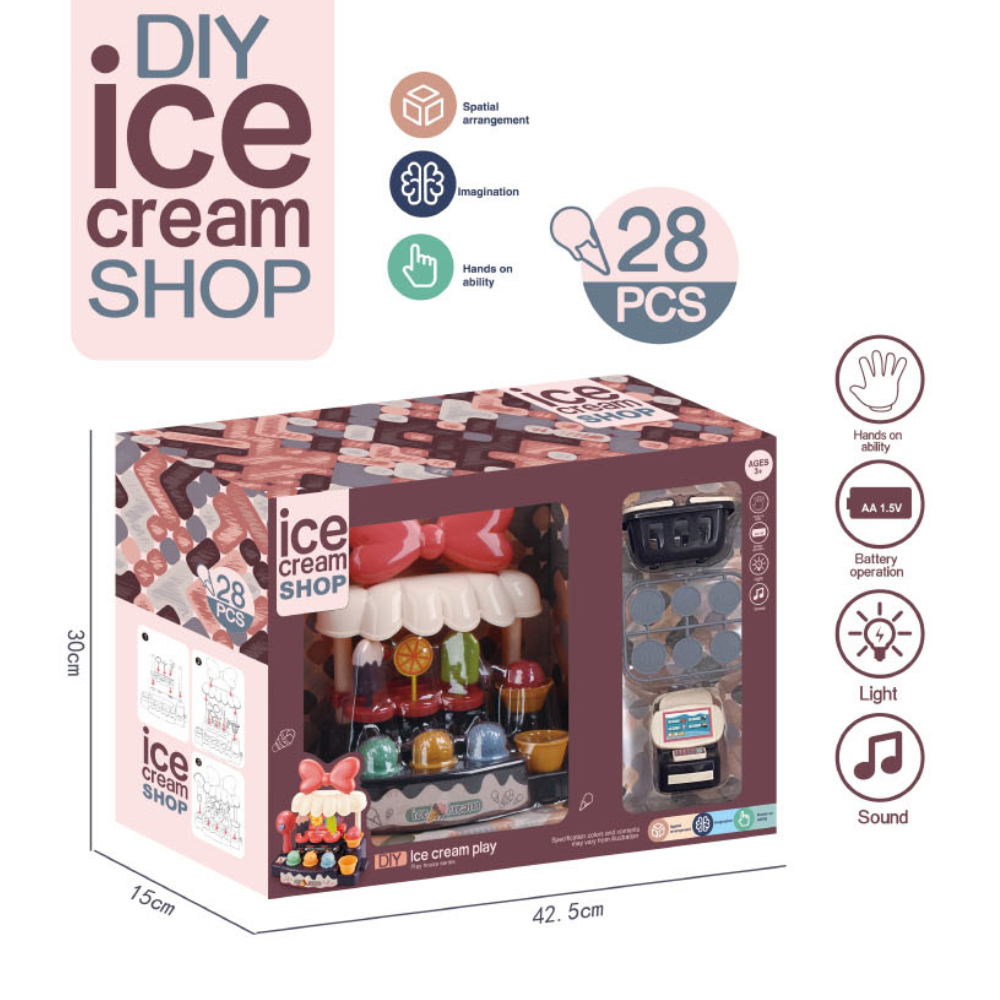 Prodavnica sladoleda sa kasom i korpom
