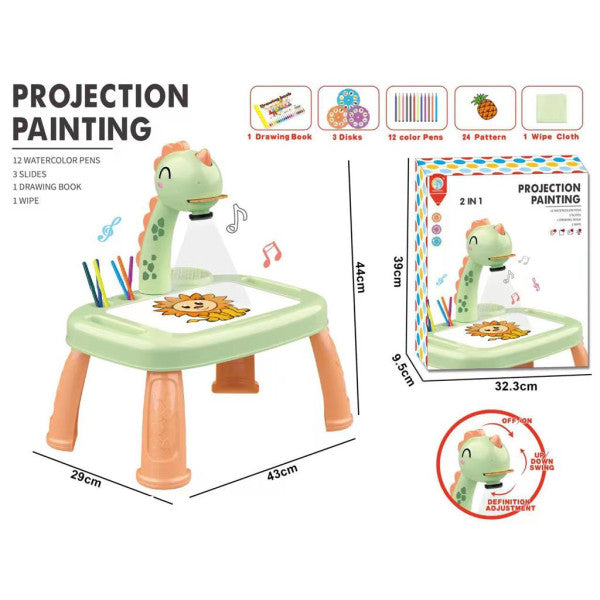 Projektor Dino zeleno narandžast
