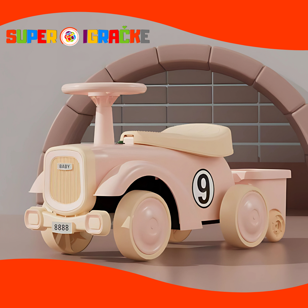 Retro guralica sa prikolicom roze