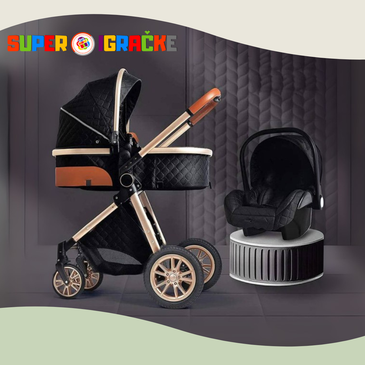 Royal ride - Kolica i nosiljka crna