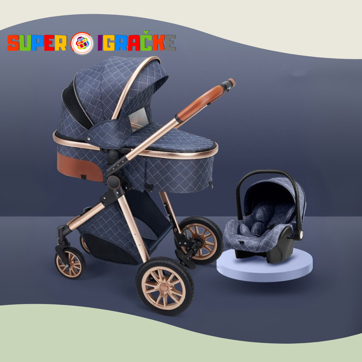 Royal ride - Kolica i nosiljka plava