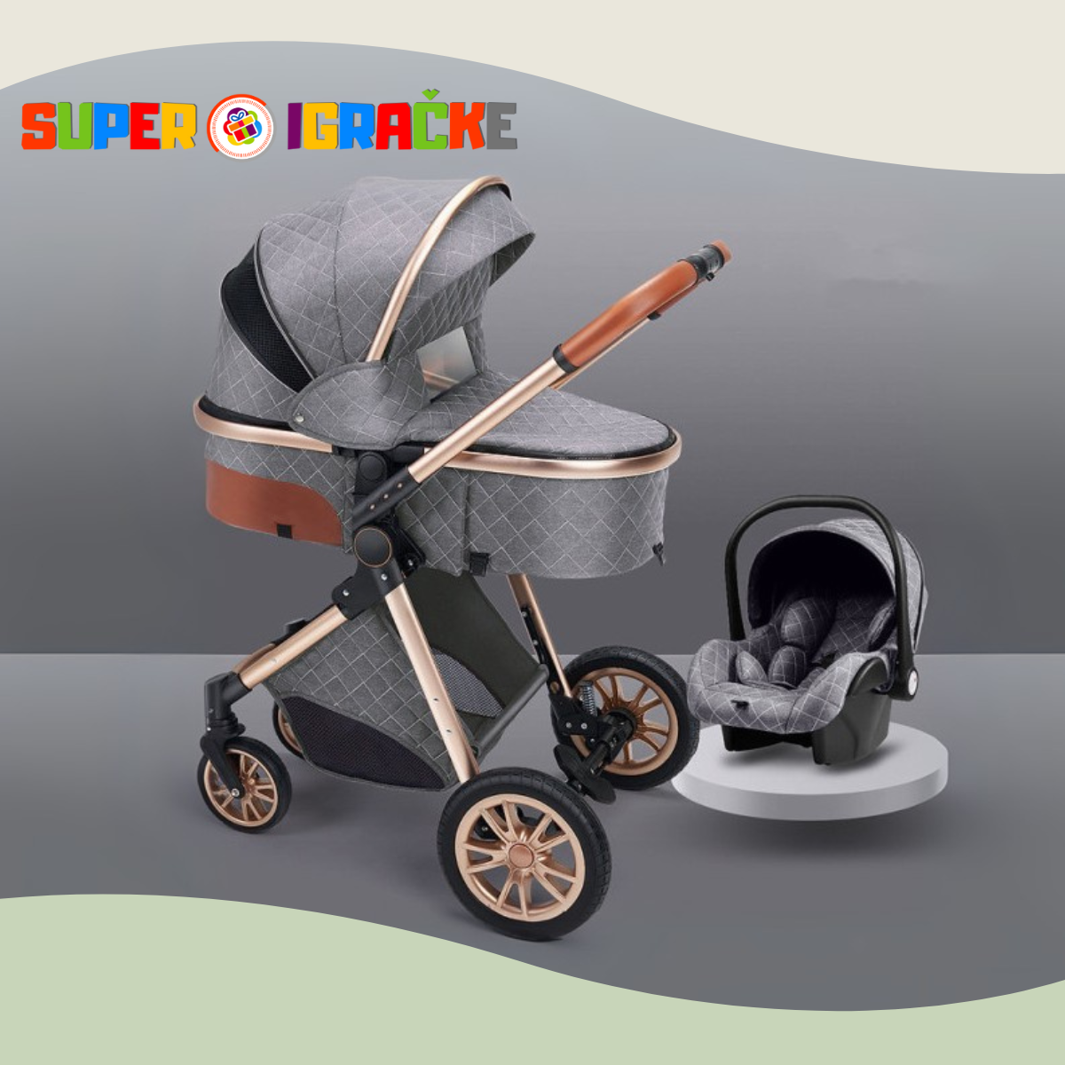 Royal ride - Kolica i nosiljka siva