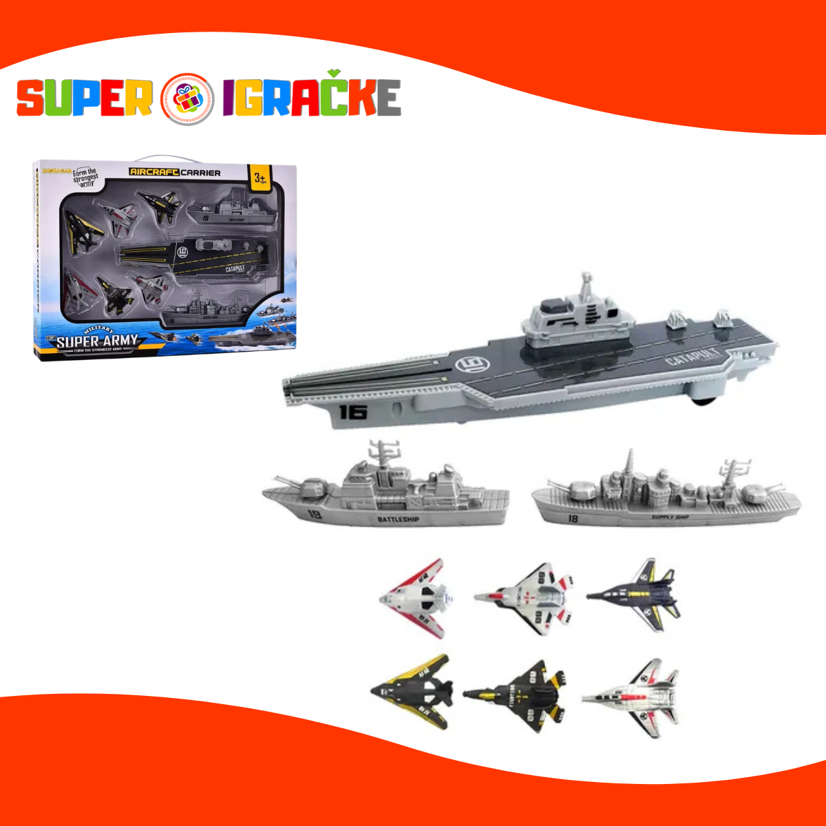 Set za igru nosač aviona - 6 aviona i 2 broda