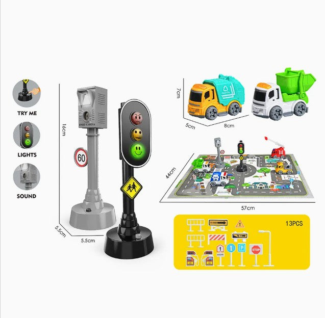 Set za igru semafor sa autićima i podlogom