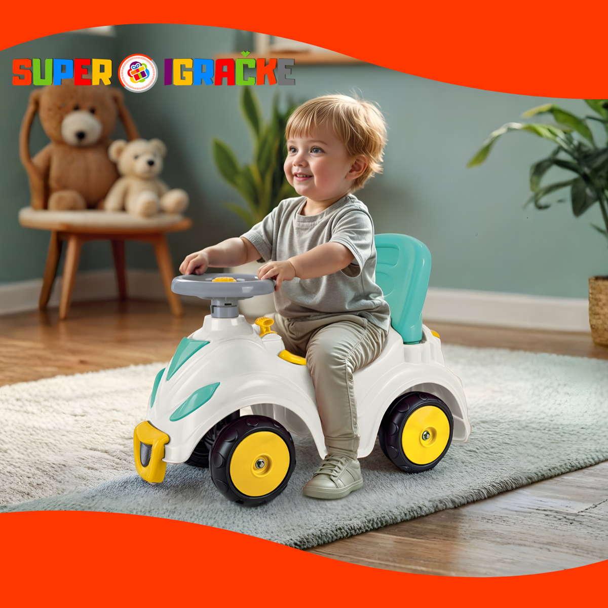 Smajli zeleno bela guralica 2 u 1