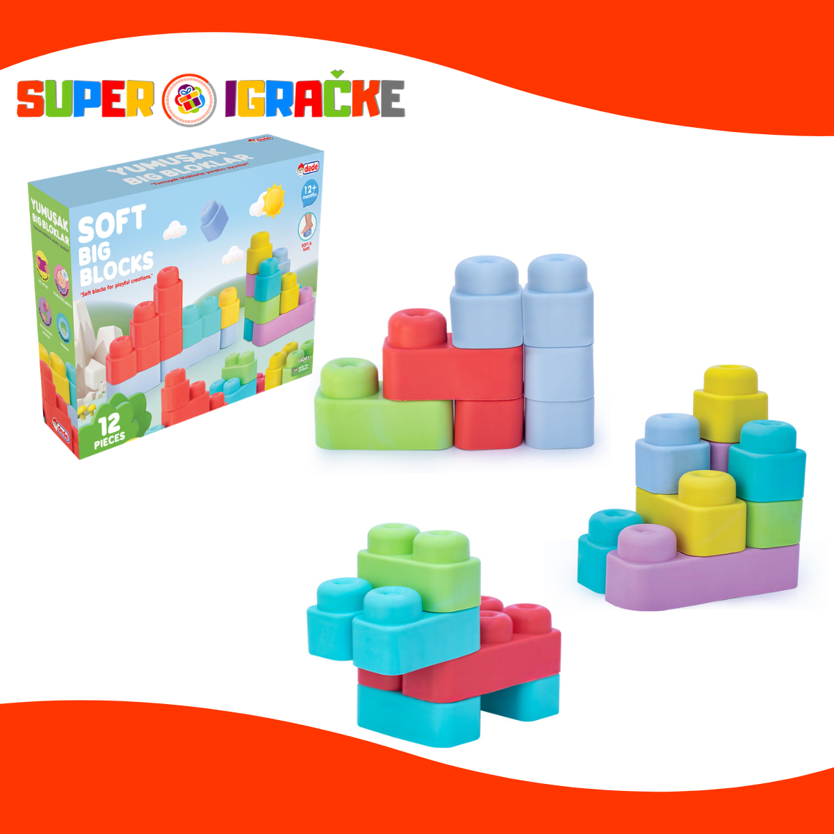 Soft Big Blocks - Mekane kocke 12kom