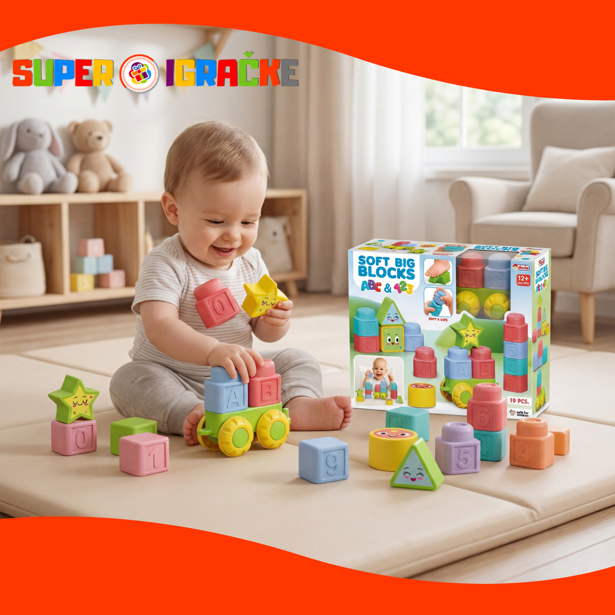 Soft Big Blocks - Mekane kocke 19kom