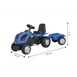 Traktor na pedale sa prikolicom plavi