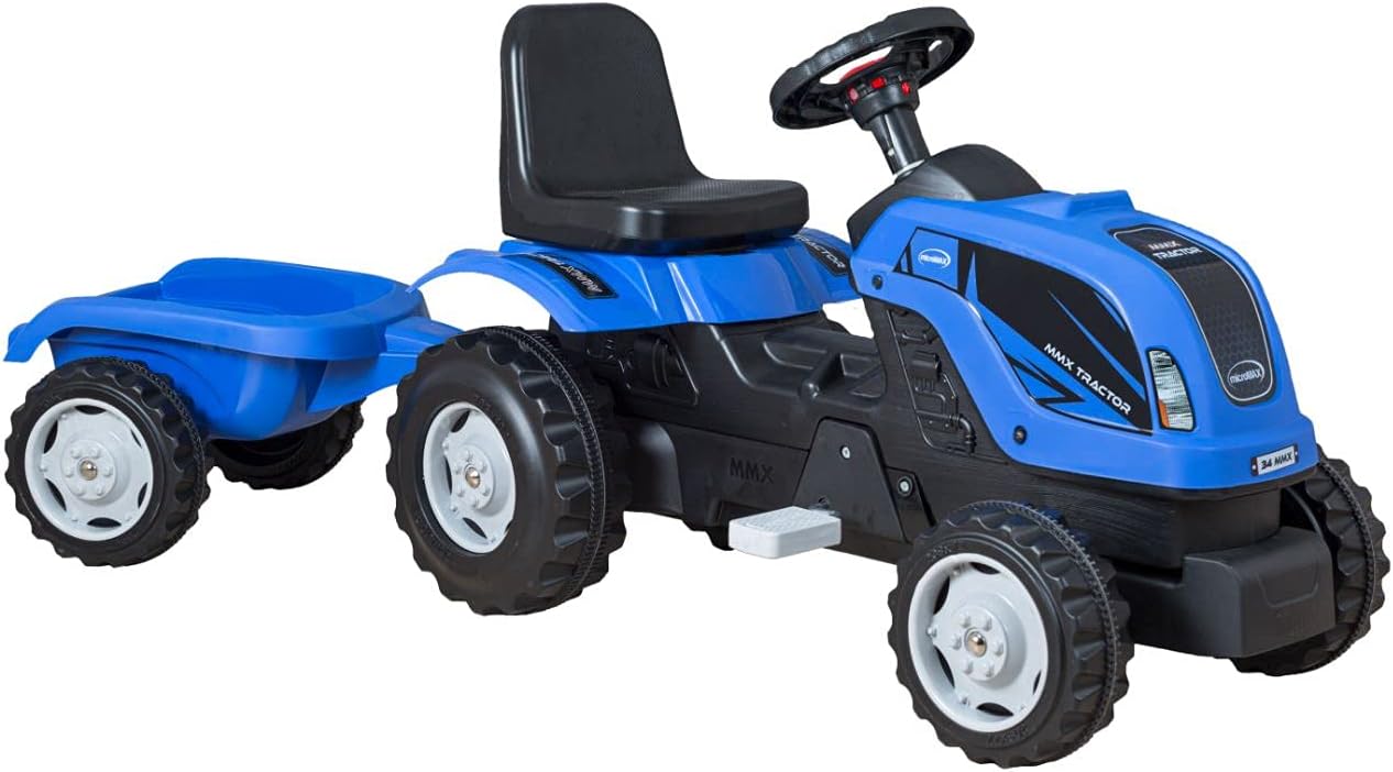 Traktor na pedale sa prikolicom plavi