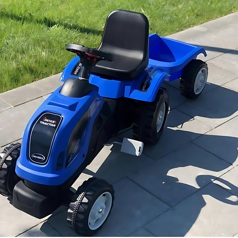 Traktor na pedale sa prikolicom plavi