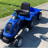 Traktor na pedale sa prikolicom plavi