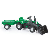 Traktor sa kasikom i prikolicom zeleni