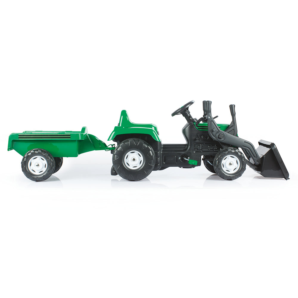 Traktor sa kasikom i prikolicom zeleni