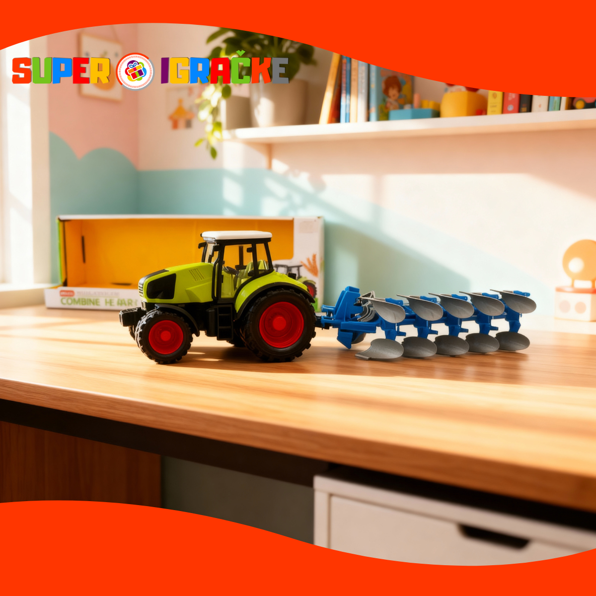 Traktor sa plugovima igračka 35cm