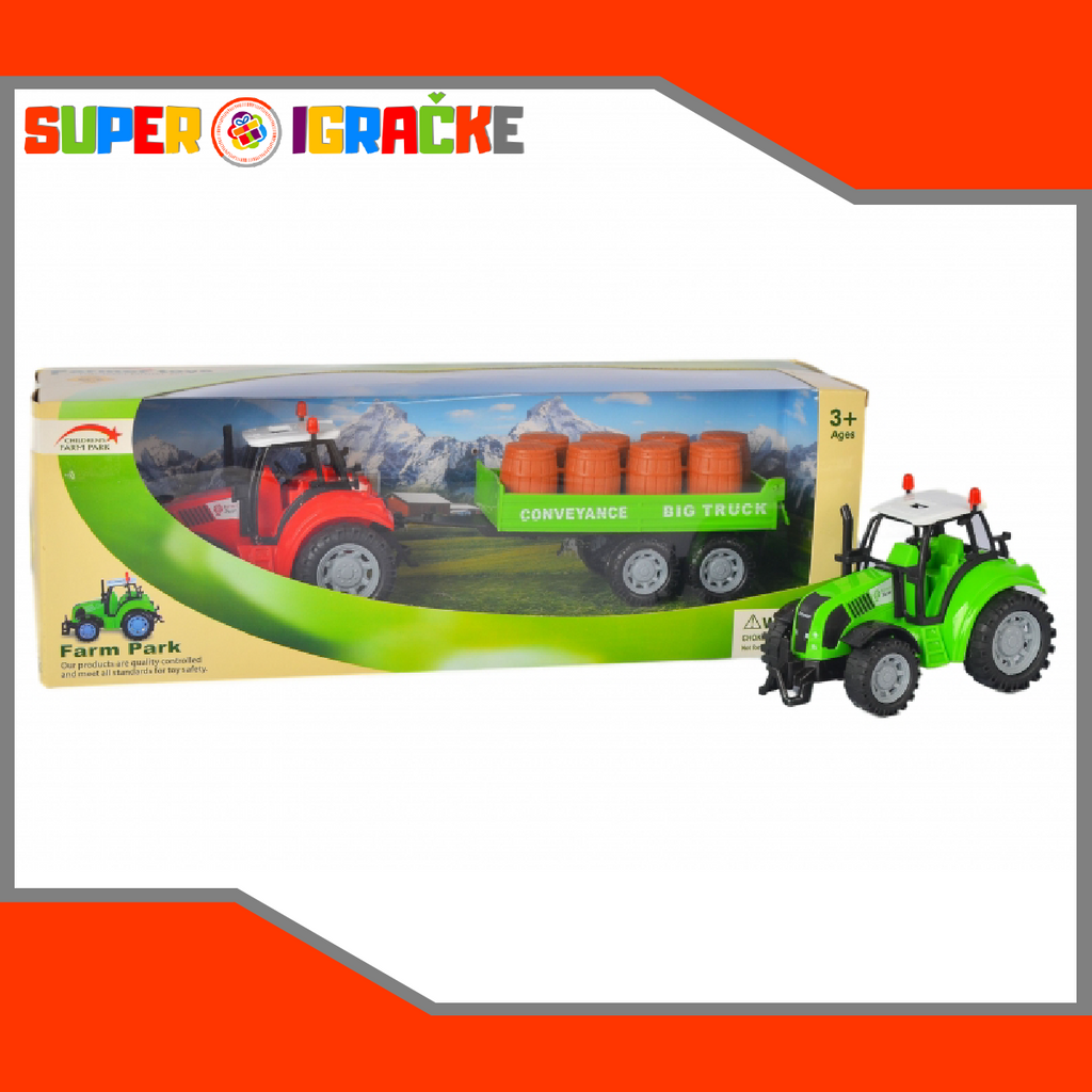Traktor sa prikolicom i buradima