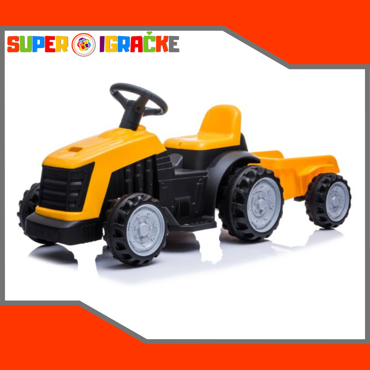 Traktor sa prikolicom na akumulator žuti