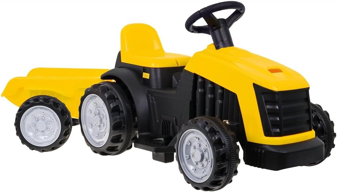 Traktor sa prikolicom na akumulator žuti