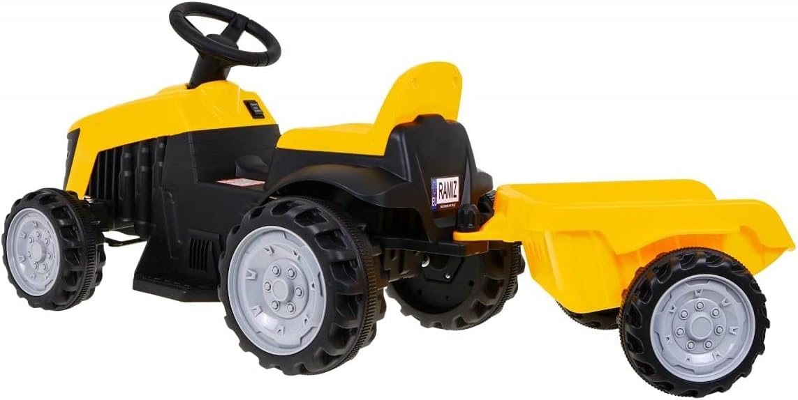 Traktor sa prikolicom na akumulator žuti