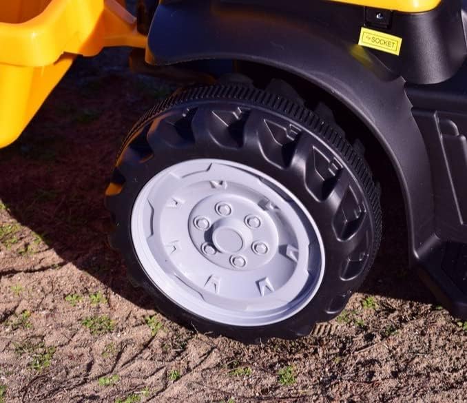 Traktor sa prikolicom na akumulator žuti