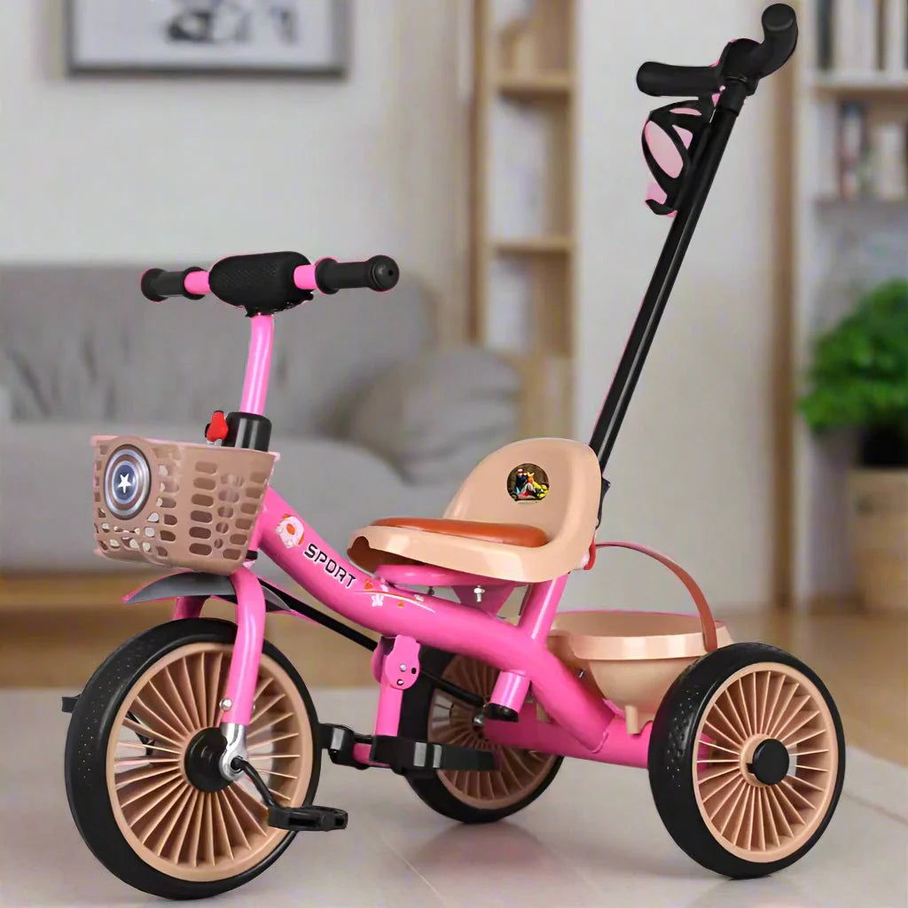 Tricikl Lux sa ručkom - Roze