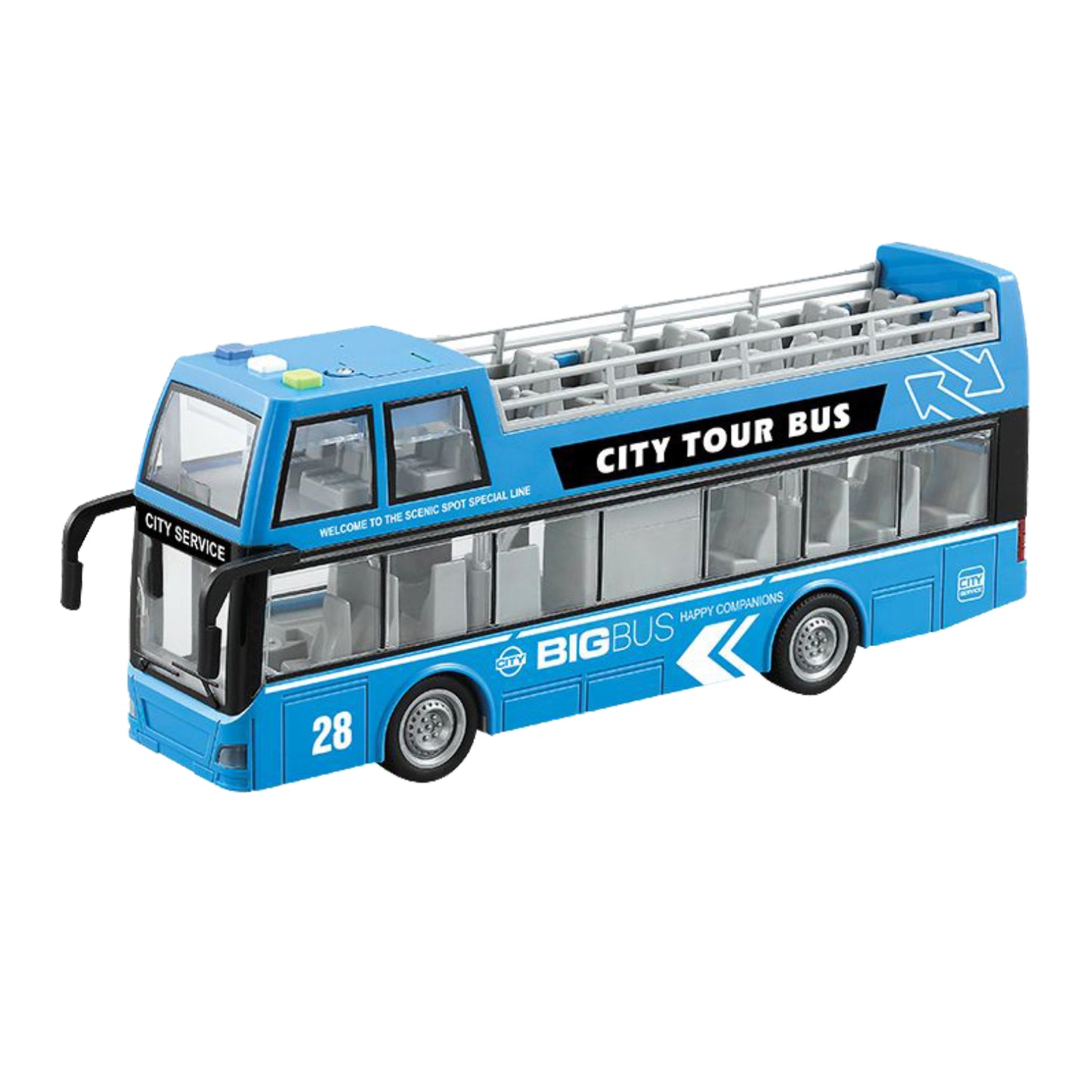 Wenyi autobus na dva sprata plavi