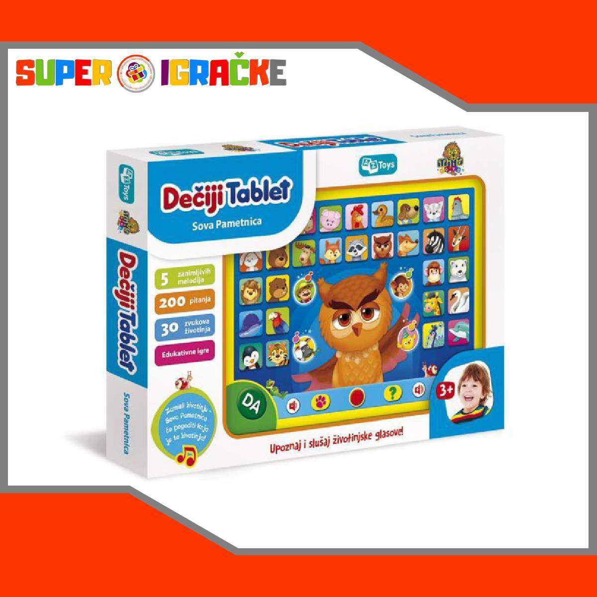 DECIJI TABLET SOVA PAMETNICA SUPER IGRACKE ZA DECU
